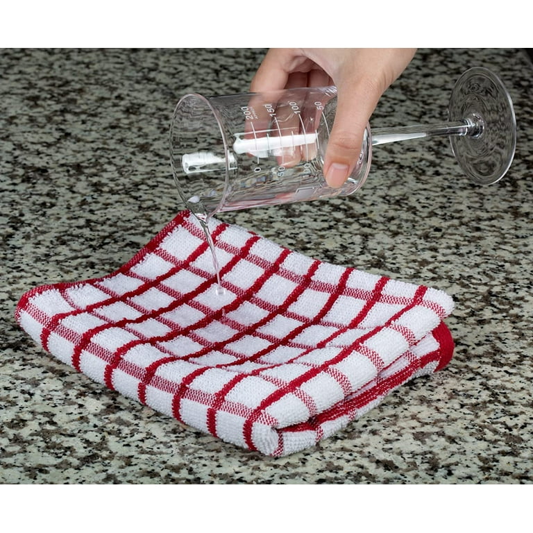 Jumbo Organic Cotton Dish Towels Lint & Streak Free - 2-12 Pack -  Hanging Loops