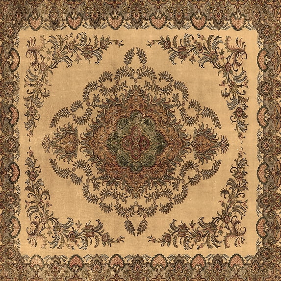 Ahgly Company Indoor Square Oriental Brown Industrial Area Rugs, 7' Square