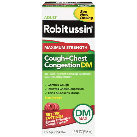 Robitussin Adult Max Strength Cough + Chest Congestion DM Max Non-Drowsy, 12 Fl (What's The Best Cough Medicine For Toddlers)