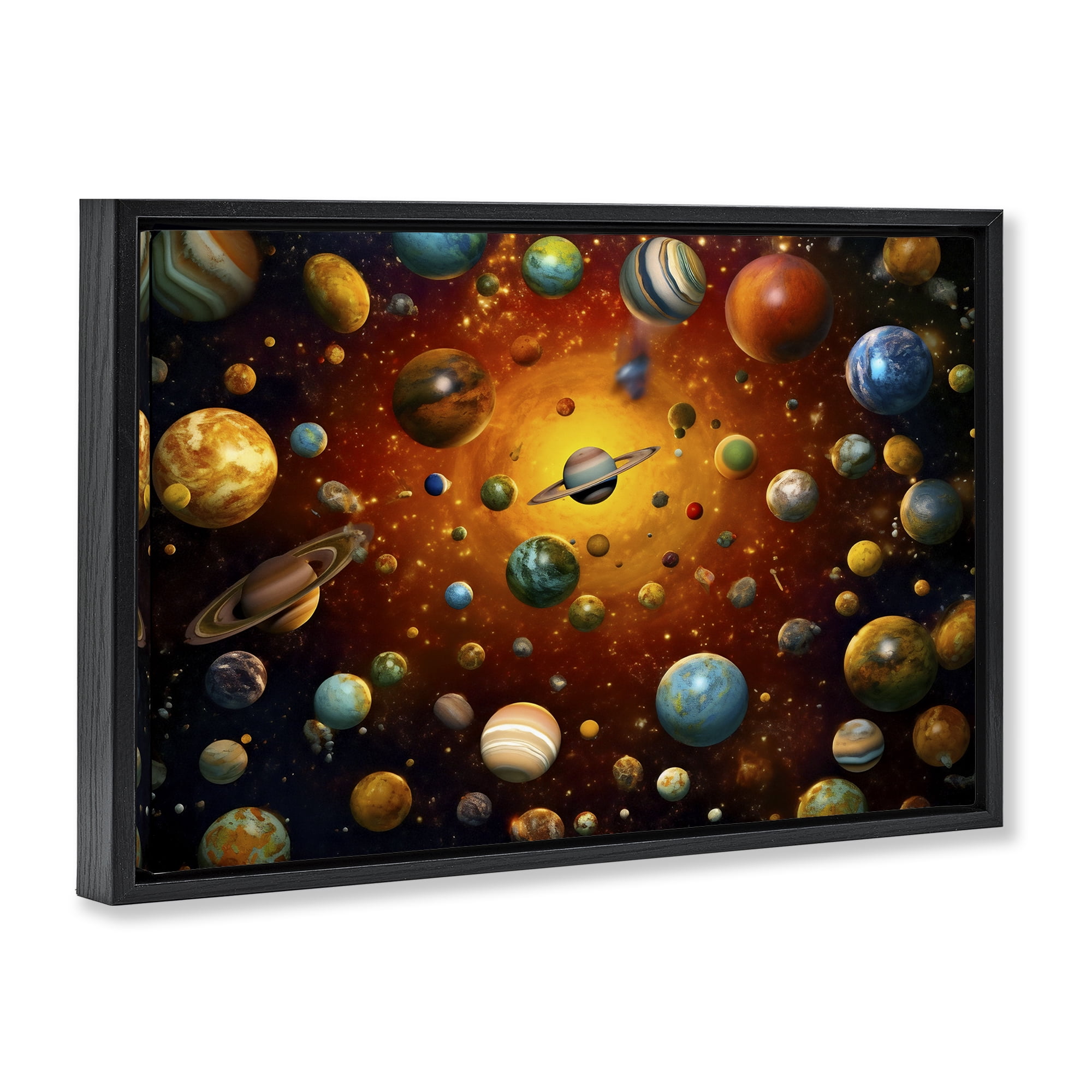 Stupell Industries Cosmic Marbles Galaxy Black Framed Floater Canvas Wall Art, design by Ray Powers