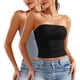 thumbnail image 1 of Blusa informal de verano sin tirantes de color liso para mujer, 2 piezas, de poliéster, 1 of 8