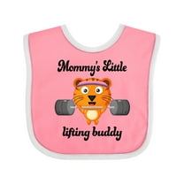 Inktastic Weightlifting Mommys Little Lifting Buddy Boys or Girls Baby Bib