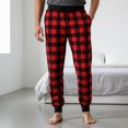 thumbnail image 7 of #followMe Men's Microfleece Buffalo Plaid Pajama Pants with Pockets: Comfortable Joggers (Red and Black Buffalo Plaid Jogger, Large), 7 of 7
