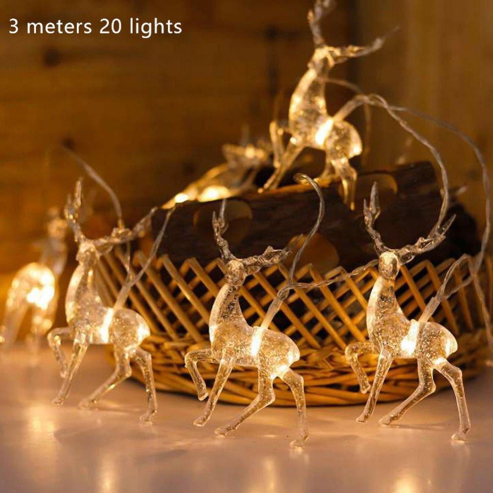 Christmas Lights Reindeer String Lights 9.8 ft 20 LED Warm White