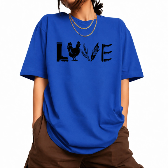 UNISHE Women's Farmhouse Love Graphic Vintage Washed T-Shirt Short Sleeve Oversized Creative Design Tee