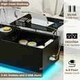 thumbnail image 4 of Hommpa LED Lift Top Coffee Tables with Charging Station End Side Dining Tables for Living Room with Adjustable Hidden Storage, 4 of 13