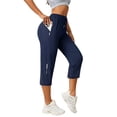 thumbnail image 6 of iHPH7 Cropped Athletic Pants for Women with Zipper Pockets Quick Dry Workout Capris Stretchy Lightweight Running Yoga Joggers Summer Outdoor Activewear Blue XXL, 6 of 6