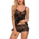 thumbnail image 3 of Conjunto de pijama sexy para mujer Cami de encaje y pantalones cortos Ropa de dormir de satén de dos piezas Adepaton WRMH-1297-16, 3 of 8