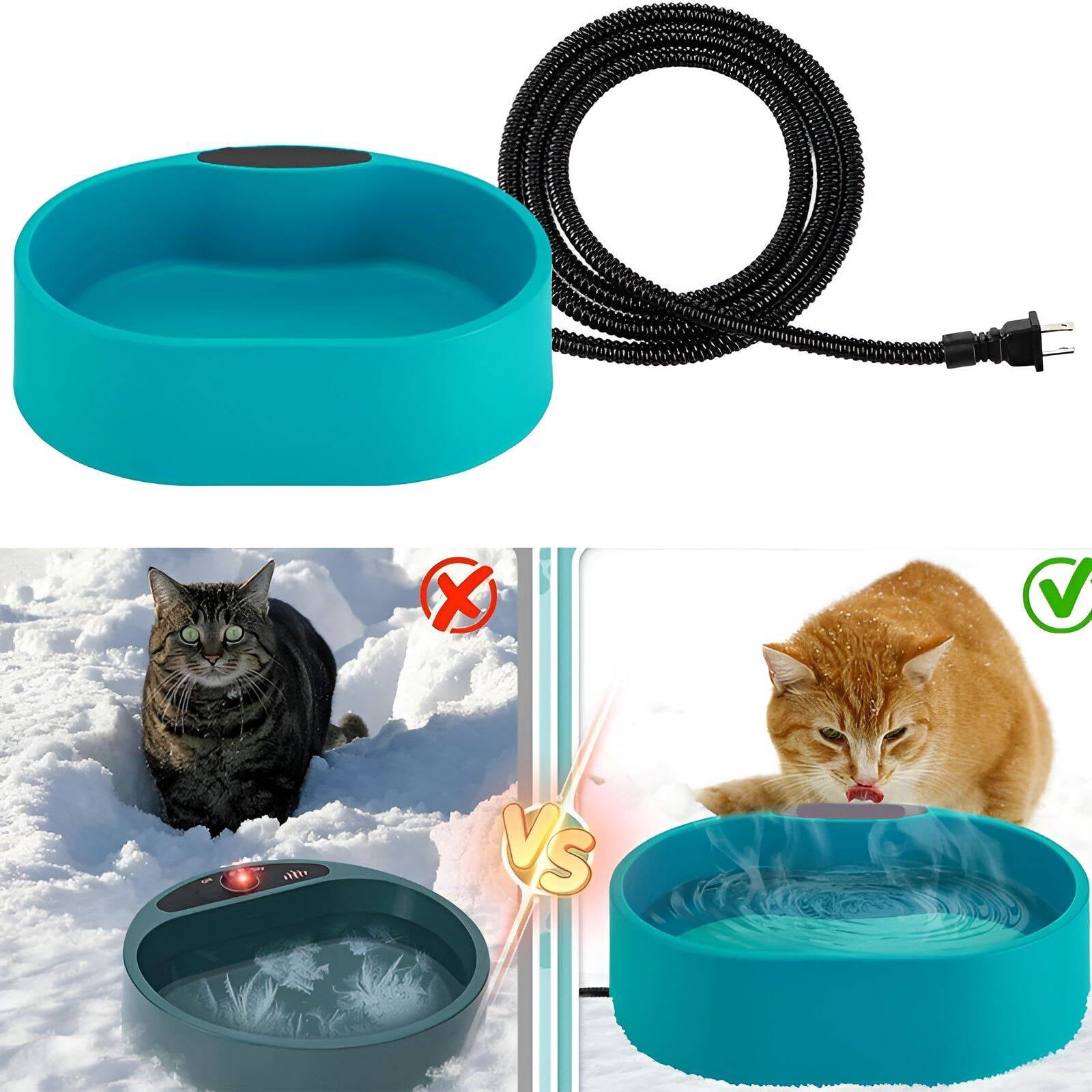 BESTSKY Heated Water Bowl,Heating Function Slow Feeder Dog Bowls,Outdoor Use Dog Feeding Station,Green