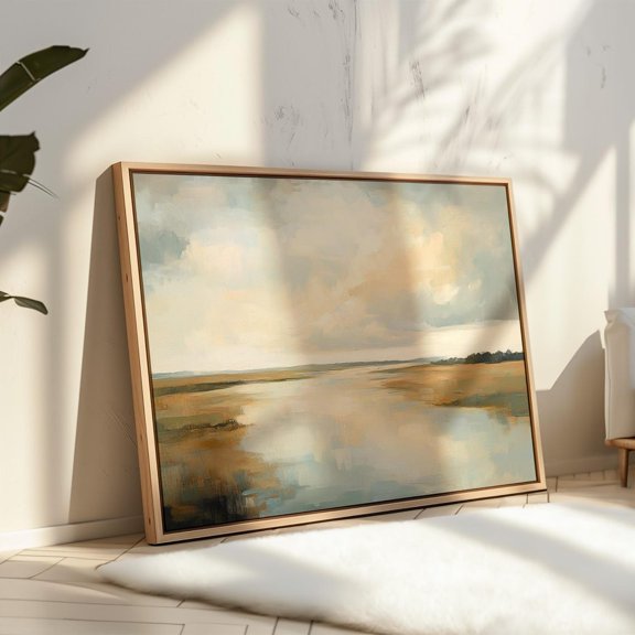 Soft Neutral Marshland Landscape Art Print – Minimalist Coastal Wall Decor In Warm Earth Tones For Tranquil Interior Spaces Wall Art, Modern Wall Decor, 8x12 UNFRAMED