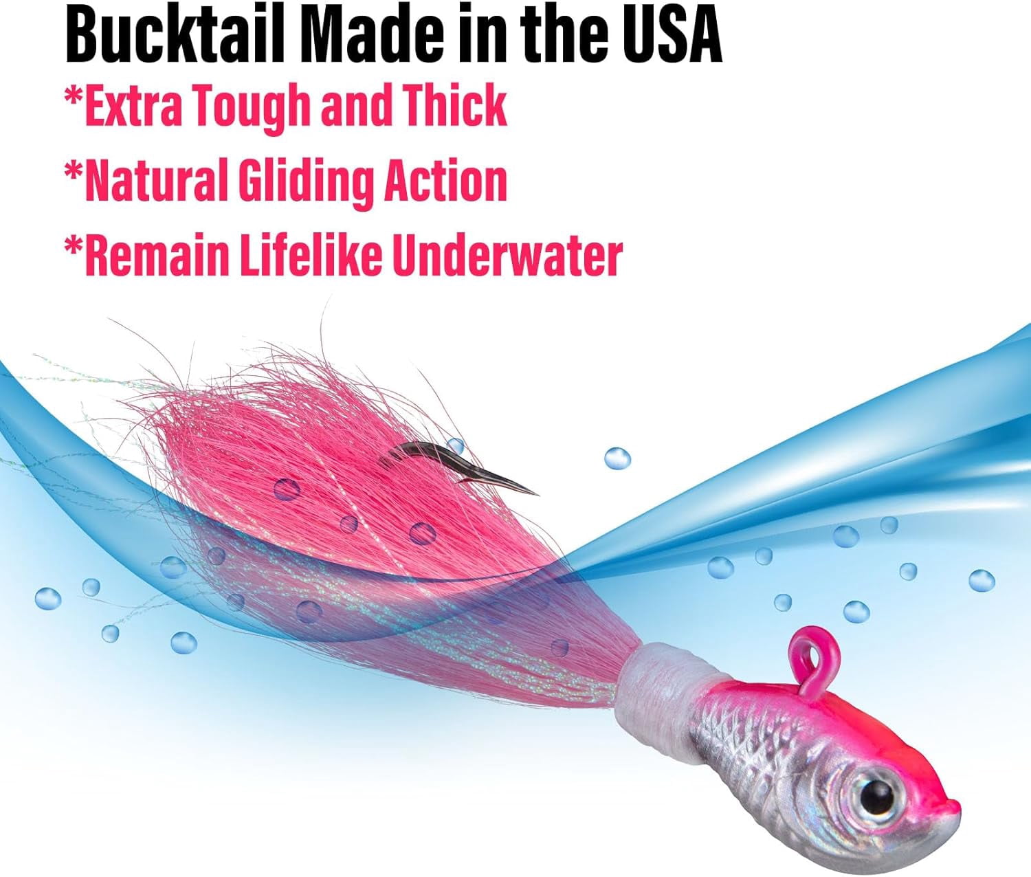 3 Pack Bucktail Jig Lure Hair Jig Saltwater Freshwater Lures Surf Fishing Bass Flounder Striper Bluefish Halibut Redfish