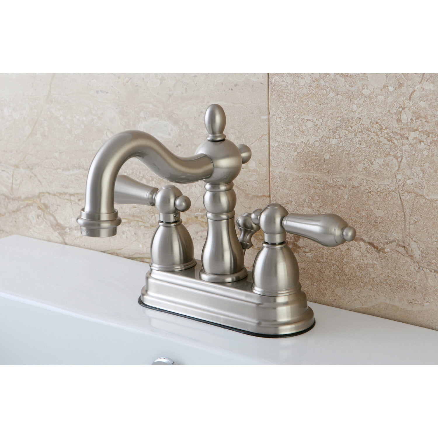 Kingston Brass Heritage Two Handle 4" Centerset Lavatory Faucet with Retail Pop-up