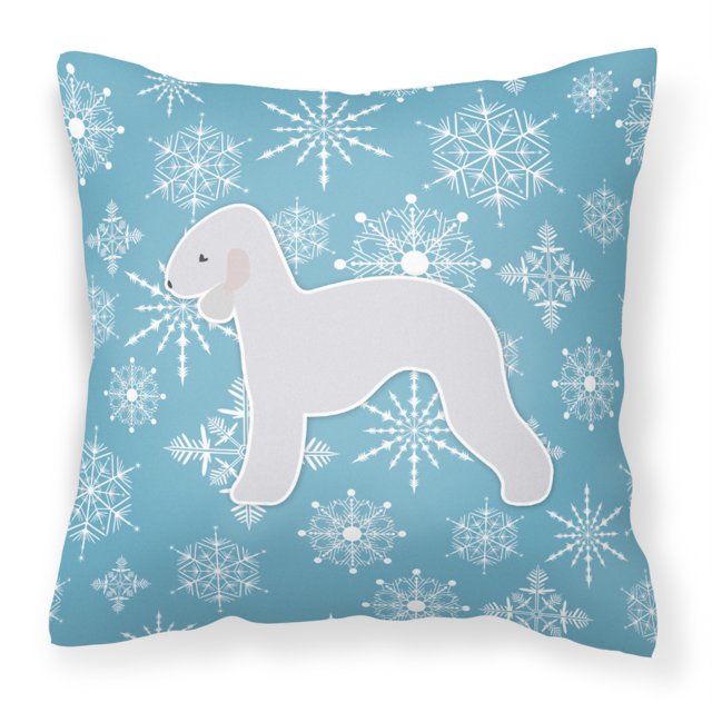 Caroline's Treasures BB3494PW1414 Copo de nieve de invierno Bedlington Terrier - Almohada decorativa, 14 x 14, multicolor Caroline's Treasures BB3494PW1414