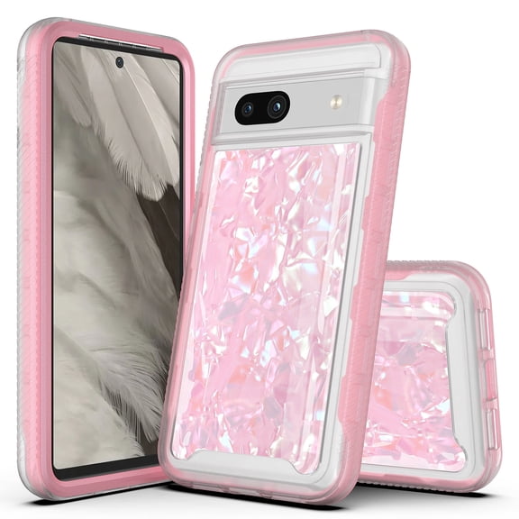 Rosebono Compatible With Google Pixel 8, Hybrid Graphic Design Pattern Cover Case (Pink Shell)
