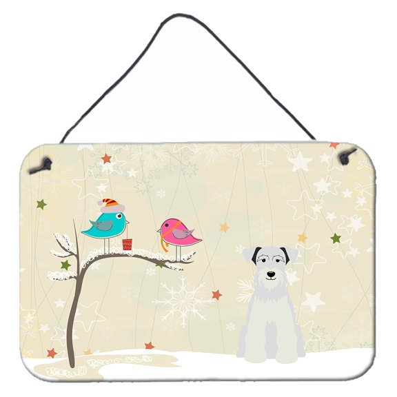 Carolines Treasures BB2525DS812 Christmas Presents between Friends Miniature Schanuzer White Wall or Door Hanging Prints