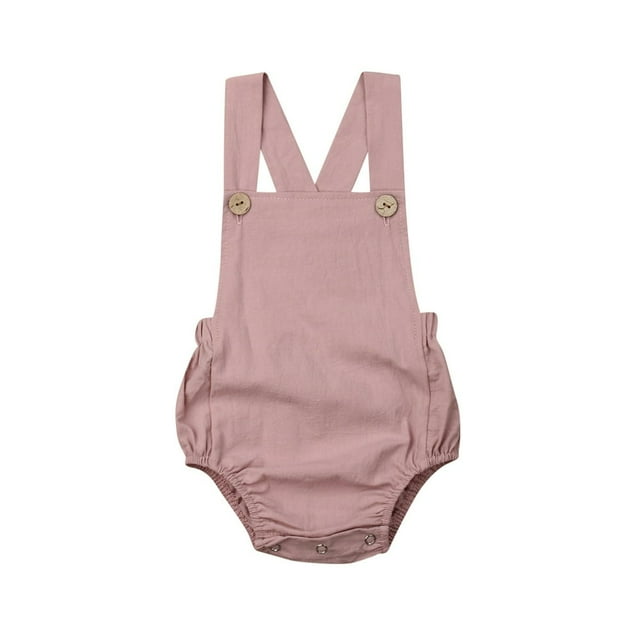PENGXIANG Newborn Baby Summer Romper Unisex Solid Color Jumpsuit Sleeveless Overalls Outfits 1Pcs
