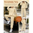 thumbnail image 3 of Prolriy Sweatsuits Women, Womens Tracksuit Set Fleece Hoodie Sweatshirt Jogger Sweatpants Tracksuit Warm Sweatsuit Full Set Activewear Gym Loungewea Two Piece Sets for Women Khaki L, 3 of 7