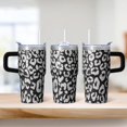 thumbnail image 2 of 20oz Geometric Design Double Wall Handle Tumbler, Stainless Steel Insulated Travel Coffee Mug Leak Proof Texture, 2 of 5