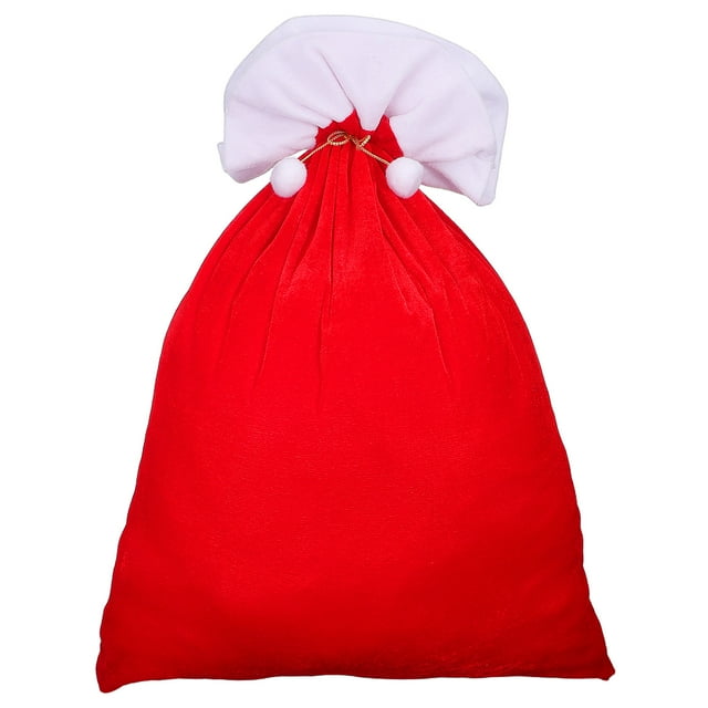 BEADCEST Christmas Velvet Drawstring Bag Red Reusable Strong Fabric Candy Wrap Storage Pouch