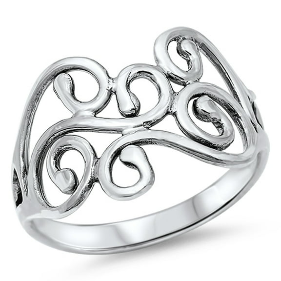 Women's Cutout Designer Ring .925 Sterling Silver Band Jewelry Female Male Unisex Size 4