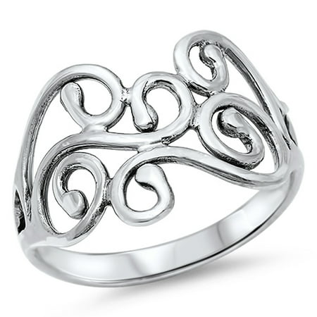 - Women's Cutout Fashion Designer Ring ( Sizes 4 5 6 7 8 9 10 11 12 13 ) New .925 Sterling Silver Band Rings by Sac Silver (Size 4)