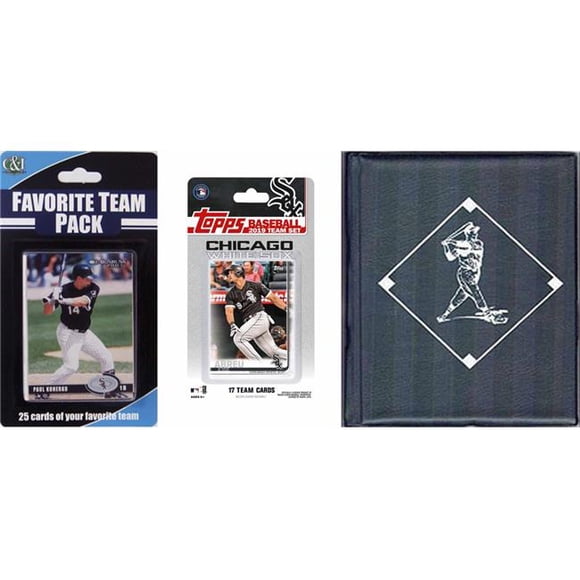 C&I Collectables 2019WHITESOXSTSC MLB Chicago White Sox Ensemble d'Équipe sous Licence 2019 Topps & Cartes à Échanger de Joueur Préféré Plus Album de Rangement