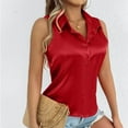 thumbnail image 2 of cfhntfmh Womens Silk Satin Sleeveless Button down Shirts Collared V Neck Tank Tops Business Casual Blouses for Work Office Summer Tees, 2 of 7
