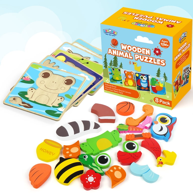 LotFancy Animal Wooden Puzzles, 8-Pack for Toddlers photo 6