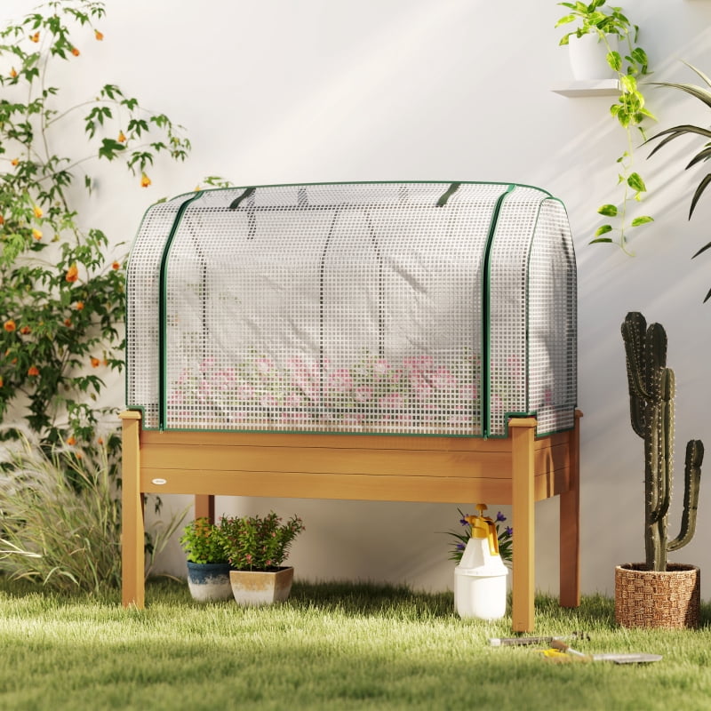 Alvantor 48"x22"x46" Sand Raised Garden Bed with PE Cover, Elevated Planter Box, Outdoor Greenhouse