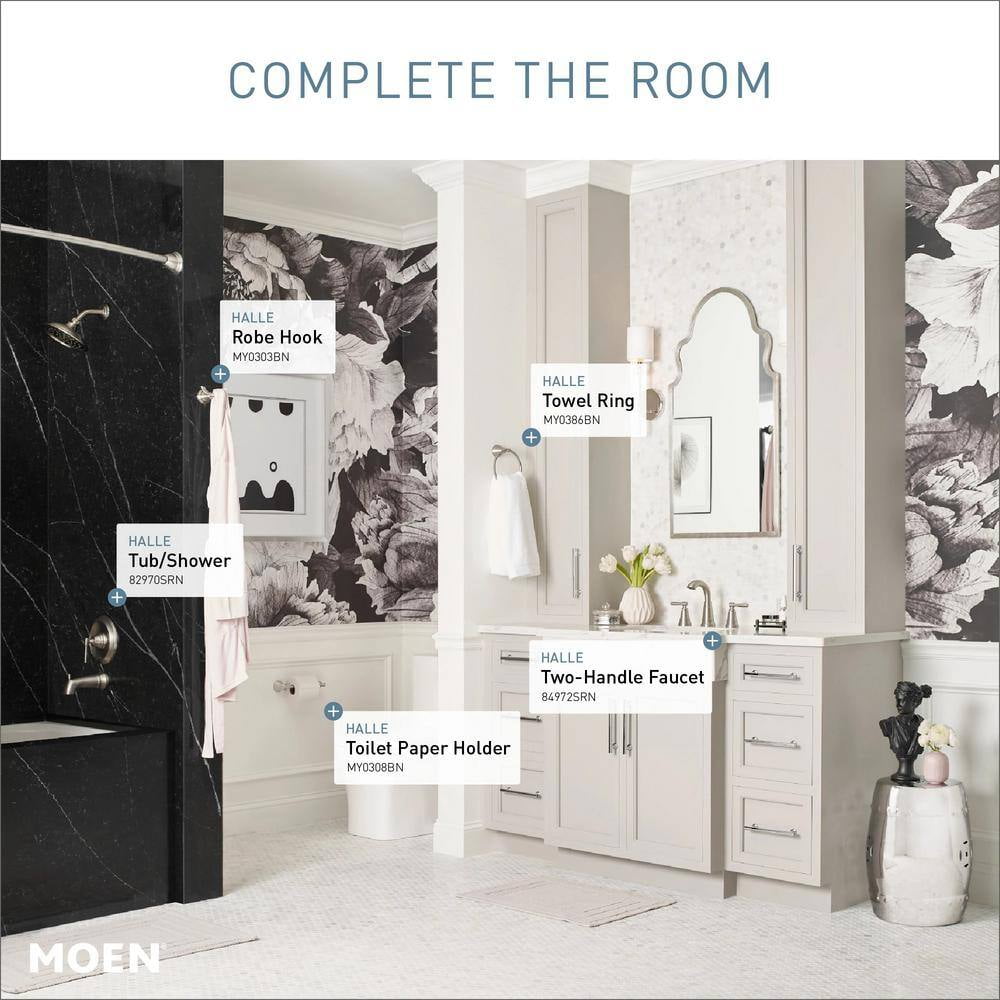 MOEN 84972SRN Halle 8 in. Widespread 2-Handle High-Arc Bathroom Faucet in Spot Resist Brushed Nickel