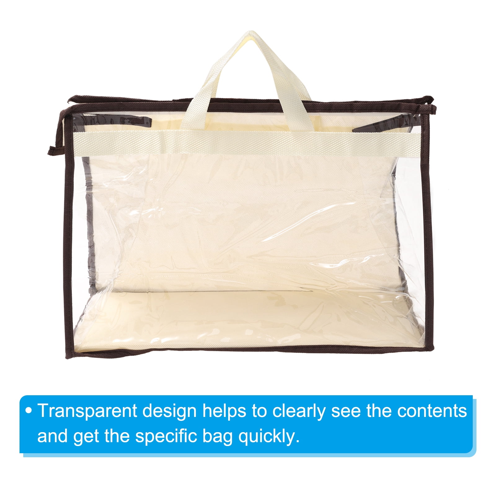 Unique Bargains Handbag Dust Purse Storage Organizer Cover 15.35"x 7.48"x11.42" Beige 1Pcs