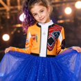 thumbnail image 6 of Pop Star Stage Performance Dress with Long Sleeve Tulle Skirt, Orange Blue Idol Halloween Cosplay Costume, 6 of 7