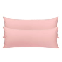 Unique Bargains Pillowcases 2 Pack 100% Cotton Body Pillow Covers Pink 20" x 48"