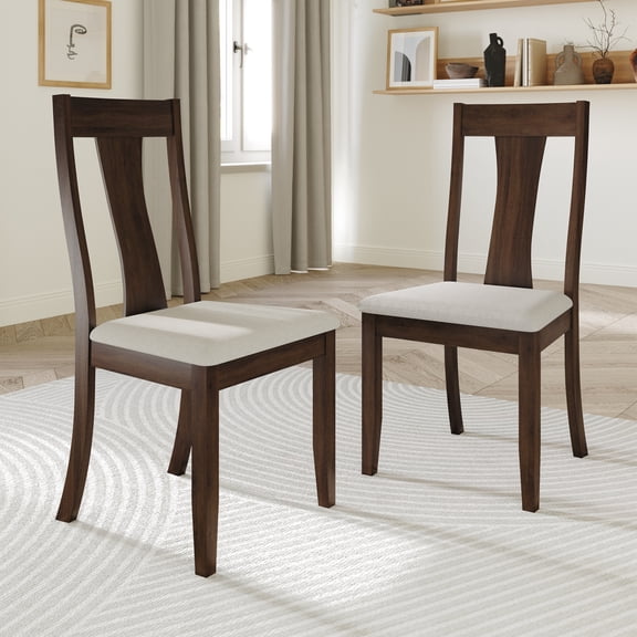 Castle Place Minimalist Wooden Dining Chair, Set of 2, Brown