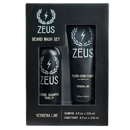 ZEUS Beard Shampoo and Beard Conditioner Set for Men - (8 oz. Bottles) (Scent: Verbena (Best Way To Condition A Beard)