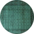 thumbnail image 1 of Ahgly Company Machine Washable Indoor Round Persian Turquoise Blue Traditional Area Rugs, 4' Round, 1 of 4