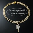 thumbnail image 4 of Hip Hop Cuban Chains Lightning Pendant Necklace With 13mm Miami Cuban Chain Iced Out Bling HipHop Necklaces Fashion Jewelry, 4 of 9