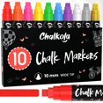 thumbnail image 1 of Marcadores de neón para ventanas de coche Chalkola, 10 bolígrafos de tiza, punta 3 en 1, 1 of 7