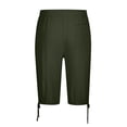 thumbnail image 7 of Hurxie Men's Long Linen Shorts Below Knee Pocketed 3/4 Summer Drawstring Capri Pant Army Green,3XL, 7 of 7