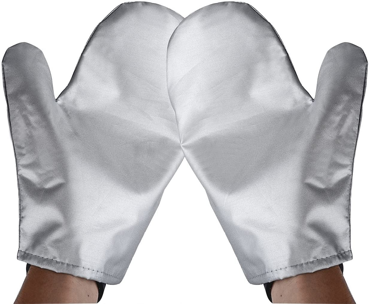 Lyanther Garment Steamer Ironing Gloves Mitt Anti Steam Gloves Durable Heat Resistant Waterproof Protective Ironing Glove for Garment Steamer Silver-1 Pair