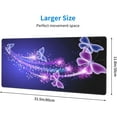 thumbnail image 3 of Glowing Butterfly Extended Mouse Pad 31.5x11.8 Inch XL Purple Pink Butterflies Non-Slip Rubber Base Large Gaming Mousepad Stitched Edges Waterproof Keyboard Mouse Desk Pad for Office Home, 3 of 6