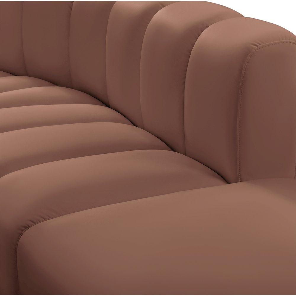 Meridian Furniture Arc Cognac Vegan Leather Modular Sectional