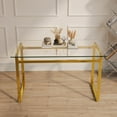 thumbnail image 3 of Tcbosik Modern Dining Table, Rectangular Kitchen Table with Tempered Glass Top and Golden Metal Legs for Living Room, 3 of 9
