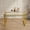 Gold, variant on Holaki 51" Modern Minimalist Rectangular Glass Dining Table for 4-6 with 0.31" Tempered Glass Tabletop and Silver Chrome Metal Legs, Writing Table Desk, for Kitchen Dining Living Room