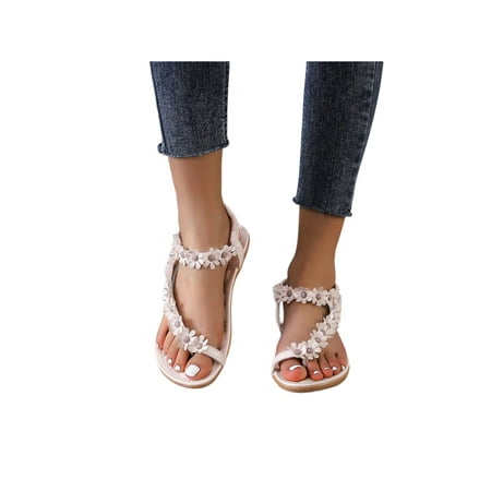 

Colisha Womens Dress Sandal Summer Sandals Comfort Flip Flops Wedding Lightweight Casual Shoe Slip On Shoes Beige 5.5