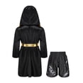 thumbnail image 2 of Fldy Tenues de Boxe pour Garçons, Ensemble Robe à Capuche en Satin Métallique et Shorts, Robe de Fête Déguisement B6 12, 2 of 5