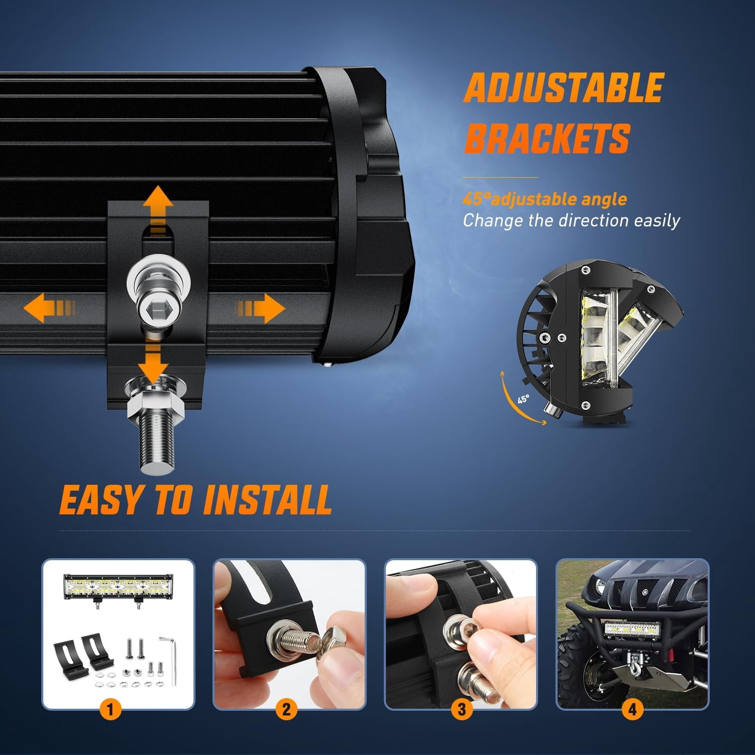 Nilight Side Shooter LED Light Bar 12Inch Triple Row Spot Flood Combo Lights Work Lighting with 5Pin Rocker Switch Wiring Harness Kit for Off Road Light on Truck SUV ATV UTV