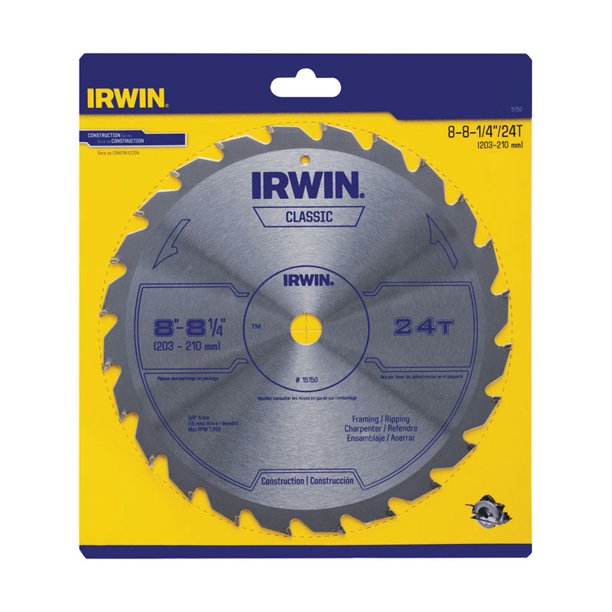 Irwin 81/4 Dia. x 5/8 in. Carbide Classic Circular Saw Blade 24 teeth