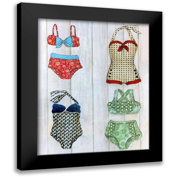 Tava Studios 12x14 Black Modern Framed Museum Art Print Titled - Vintage Bathing Suits II