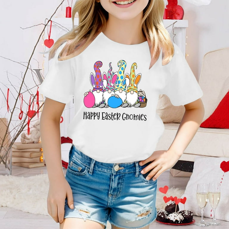 XFHLMJFF Boys Easter Shirt for Kids Bunny T-Shirt Rabbit Tees